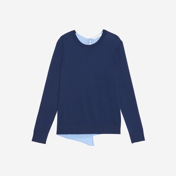 Sandro Paris Ipolit Blue Silk Cashmere Tie-Back Sweater Sheer Wrap Back Size Med - Picture 2 of 9